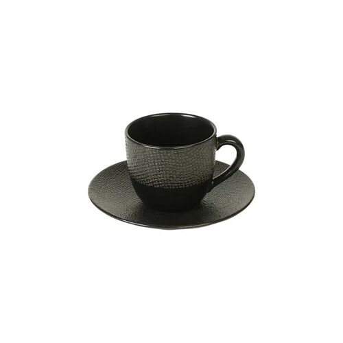 Kaffeetasse und Untertasse Vésuvio schwarz 12 cl x6 - Rond Grès Table Passion