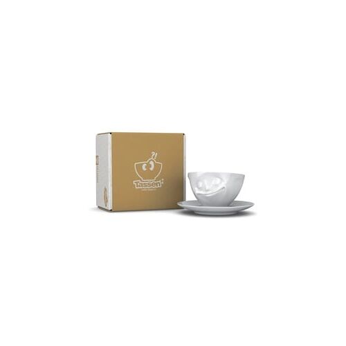 Tasse Glücklich weiß - 200 ml - FIFTYEIGHT Kaffeetasse - Dekor Weiß - 1 Stück