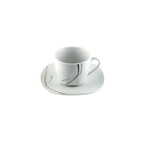 VAN WELL Kaffeetassenset – 4x Kaffeetasse 20cl mit 4x Untertasse 14,5cm Silver Night