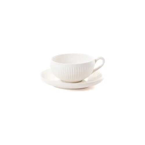 Teetasse und Untertasse Blütenblatt weiß x6 - Rund Amadeus Steingut