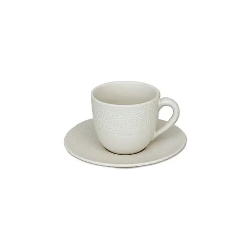 Kaffeetasse und Untertasse Vésuvio weiß 12 cl x6 - Rond Grès Table Passion