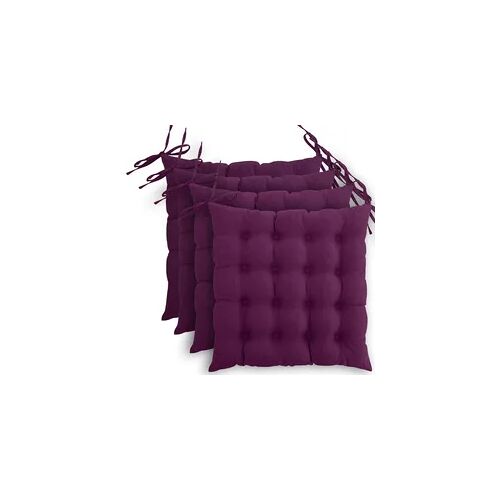 wometo 4er Set Sitzkissen Stuhlkissen 40x40 OEKO-TEX  - beere violett Sitzauflage Bank Polster Sitzpolster mit Bändern / Schleife, Indoor / Outdoor