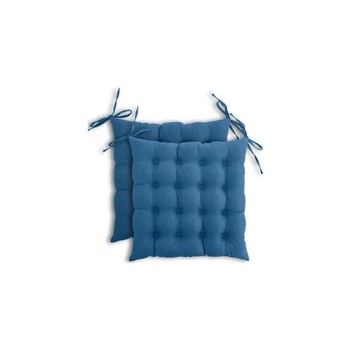 wometo 2er Set Sitzkissen Stuhlkissen 40x40 OEKO-TEX  - türkis blau Sitzauflage Bank Polster Sitzpolster mit Bändern / Schleife, Indoor / Outdoor