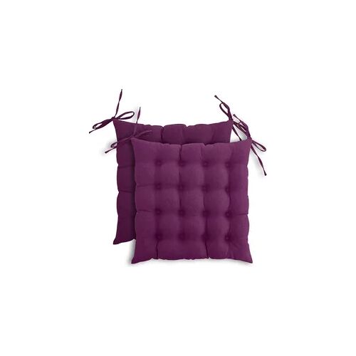 wometo 2er Set Sitzkissen Stuhlkissen 40x40 OEKO-TEX  - beere violett Sitzauflage Bank Polster Sitzpolster mit Bändern / Schleife, Indoor / Outdoor