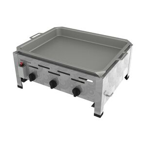 ChattenGlut Professional Gastrobräter 3-flammig Tischgerät 13,5 kW mit Gewerberegler und SBS 650x530x270mm mit Edelstahlpfanne