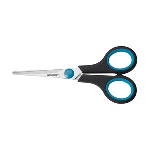 Westcott Easy Grip Schere,  5,5 Zoll = 14,5 cm, blau-schwarzer Kunststoffgriff, rostfreie Klinge