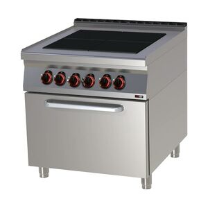 Groju Elektroherd mit Backofen Standgerät Edelstahl Massiv-Herdplatten 18,3 kW 800x900x900mm 50-300°C