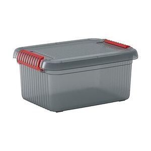 PROREGAL Mega Deal 5x Mehrzweck Aufbewahrungsbehälter MANATEE mit Deckel, HxBxT 39x59x28cm, 42 Liter, Grau/Orange, Behälter, Box