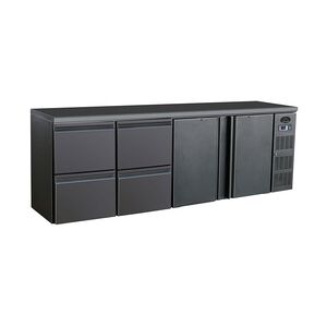 Gastro Barkühler Bar-Kühlschrank schwarz 2 Türen 4 Schubladen 698 l, 2542x513x860 mm 0-10°C