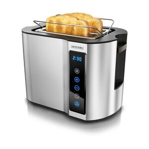 Arendo - Toaster 2 Scheiben Edelstahl Touchpanel - 800 W - Doppelwandgehäuse - Integrierter Brötchenaufsatz - 7 Bräunungsgrade
