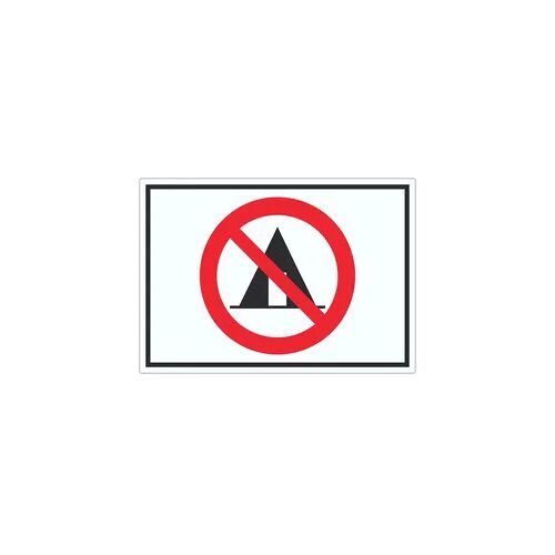 Zelten verboten Symbol Aufkleber A3 (297x420mm)