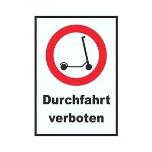 E- Scooter Durchfahrt verboten Schild Elektro -Tretroller Roller A3 (297x420mm)