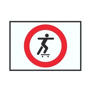 Skateboard fahren verboten Symbol Schild A1 Rückseite selbstklebend