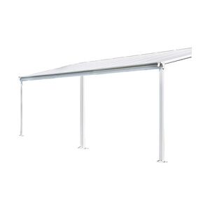 Terrassenüberdachung Sky Guard Aluminium 495 cm als Bausatz Sichtschienen und Hohlkammerplatten Weiß