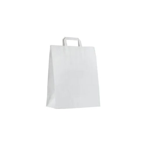 Tasche aus glattem weißem Kraftpapier mit flachen Griffen 32 + 15 x 40 cm je 250 - Gimex