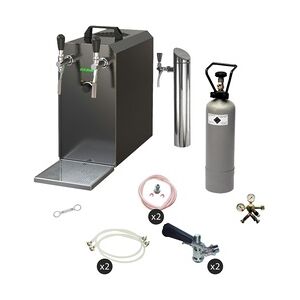 Zapfanlage, Bierzapfanlage STREAM 50 Bierkoffer, Durchlaufkühler 2-leitig Trockenkühler, bis zu 55 L/h - BLACK EDITION,  NC Adapter,Untertheke, KeyKeg