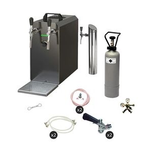 Zapfanlage, Bierzapfanlage STREAM 50 Bierkoffer, Durchlaufkühler 2-leitig Trockenkühler, bis zu 55 L/h - BLACK EDITION, Untertheke, 5L Adapter, KeyKeg