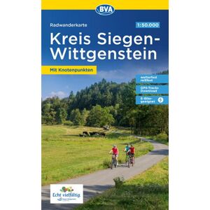 BVA BikeMedia GmbH - GEBRAUCHT Radwanderkarte BVA Kreis Siegen-Wittgenstein mit Knotenpunkten 1:50.000, reiß- und wetterfest, GPS-Tracks Download, E-Bike-geeignet (Radwanderkarte 1:50.000) - Preis vom 09.05.2024 04:53:29 h