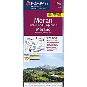 KOMPASS-Karten GmbH - GEBRAUCHT KOMPASS Fahrradkarte Meran, Bozen und Umgebung, Merano, Bolzano e dintorni 1:70.000, FK 3414: reiß- und wetterfest mit Extra Stadtplänen (KOMPASS-Fahrradkarten International, Band 3414) - Preis vom 09.05.2024 04:53:29 h