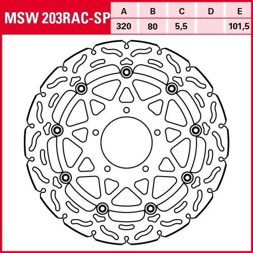 TRW Lucas Bremsscheibe RAC schwimmend MSW203RAC 320/80/101,5/5mm