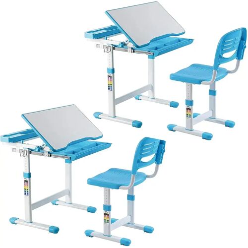 Divit 2x Kinder Schreibtisch KS1 Schreibtisch Set blau