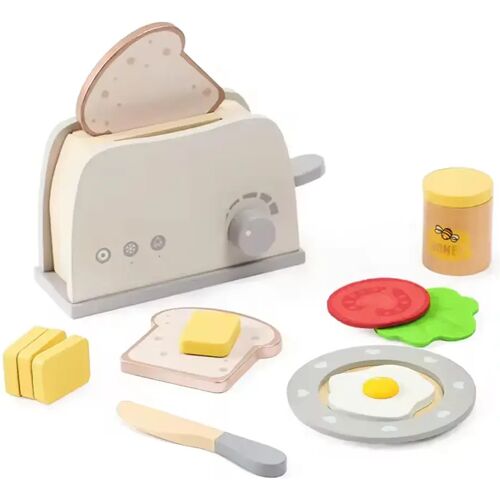 Kinder Holz Toaster Spielzeug Divit TS1 Frühstücks Spielset 13 teilig