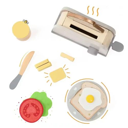 Kinder Holz Toaster Spielzeug Divit TS1 Frühstücks Spielset 13 teilig DPL1