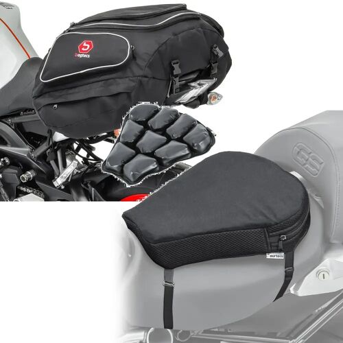 Bagtecs Set: Motorrad Hecktasche X50 Gepäcktasche hinten 50Ltr sw Bagtecs mit Motorrad Luftkissen Air M Komfort Sitzkissen sw