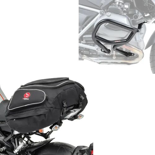 MOTO GUARD Set: Sturzbügel kompatibel mit BMW R 1200 GS 13-18 Motoguard L2 Schutzbügel + Hecktasche X50 Gepäcktasche hinten 50Ltr schwarz