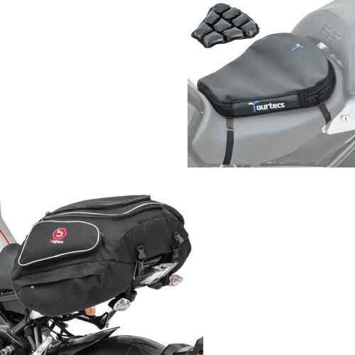 Bagtecs Set : Hecktasche X50 Gepäcktasche hinten 50Ltr in schwarz + Luftkissen Air Deluxe M Komfort Sitzkissen in schwarz