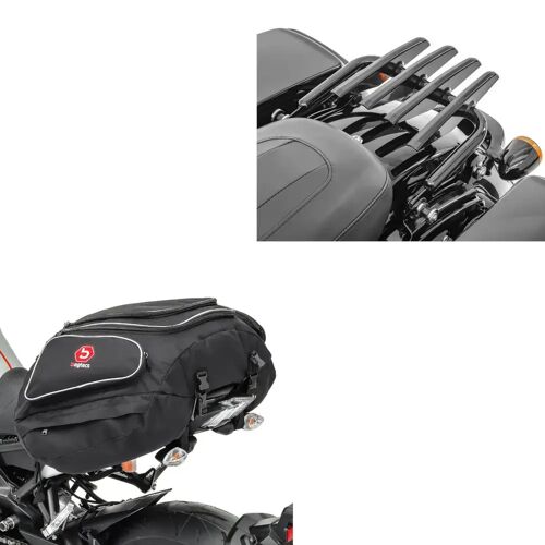 Craftride Set: Gepäckträger kompatibel mit Harley Davidson Touring 09-23 Craftride abnehmbar in schwarz + Motorrad Hecktasche Bagtecs X50 Gepäcktasche hinten 50Ltr in schwarz