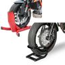 ConStands Set: Motorradwippe Easy-Plus Motorradständer bis 21 Zoll rot + Radklemme Transportvorrichtung,