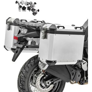 Motorrad Alukoffer Set Bagtecs GX38 Aluminium Seitenkoffer 2x38 Liter + Adapter silber