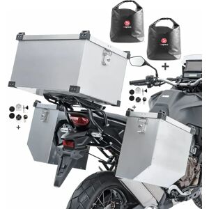 Bagtecs Set Alukoffer Atlas A3 2x36l kompatibel mit Triumph Bonneville T100 + Topcase 60l + Innentaschen