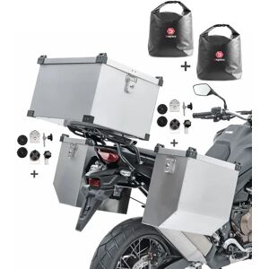 Bagtecs Set Alukoffer Atlas A5 36-41l kompatibel mit Triumph Bonneville T100 + Topcase 60l + Innentaschen