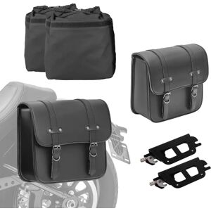 Set 2x Satteltasche passend für Chopper / Custombikes Deluxe 18-20 + Quick Lock Halter Craftride RNO-B