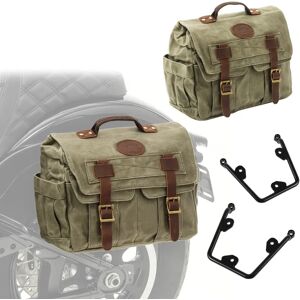 Set 2x Satteltaschen mit Halter passend für Yamaha XV 950 14-20 Craftride CV1F-army green links-rechts