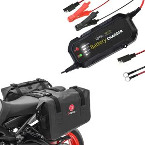 Set: Motorrad Seitentaschen wd. WD1 2x43l mit Rollverschluss Bagtecs mit Batterie Ladegerät BC2 Vollautomatisch 1.500mA