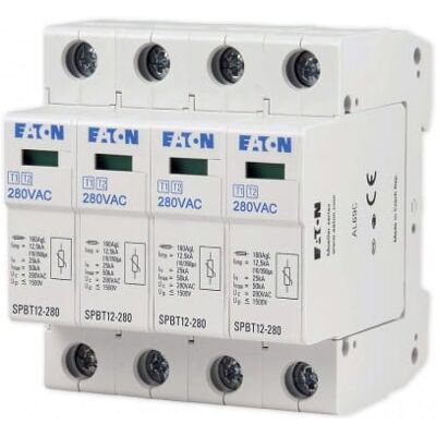 Eaton Überspannungsableiter SPBT12 Typ 1+2 (Klasse B+C) 4-polig 12,5kA 280V IP20 Eaton Überspannungsableiter SPBT12 Typ 1+2 (Klasse B+C) 4-polig 12,5kA 280V IP20