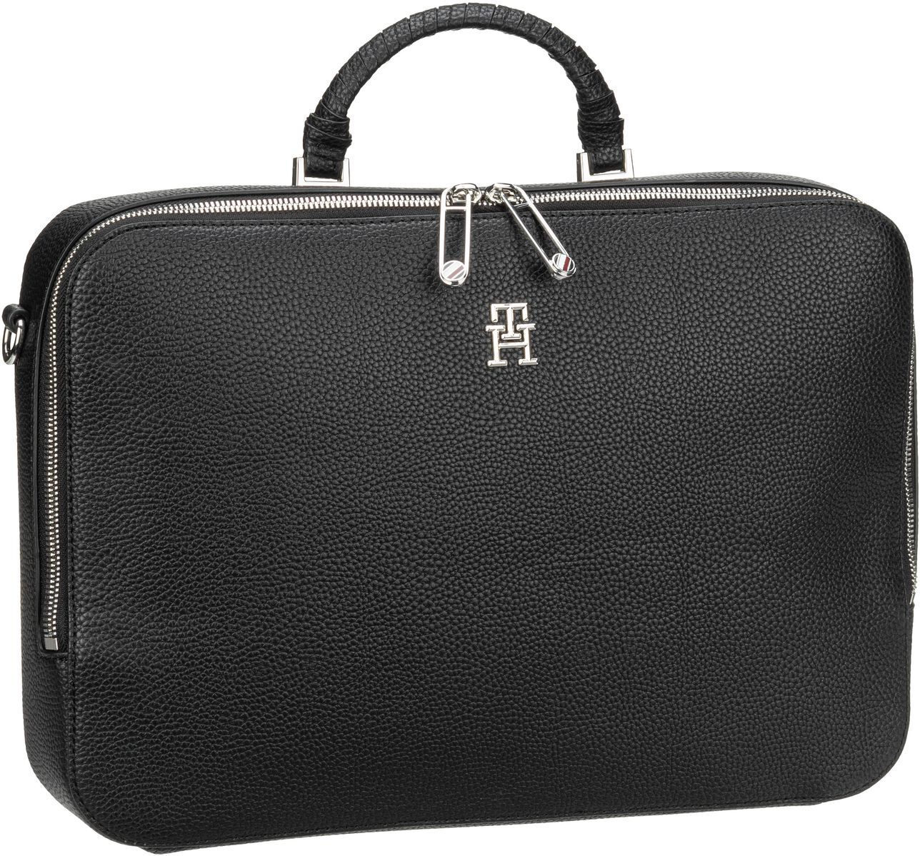 Tommy Hilfiger TH Emblem Laptop Bag PF23  in Schwarz (6.6 Liter), Aktentasche