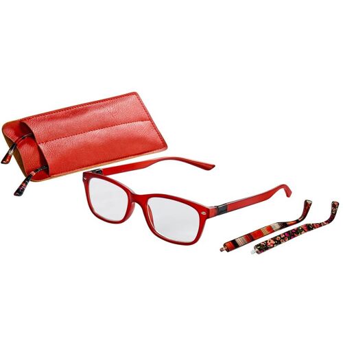 Walzvital Fertig-Lesebrille mit Wechselbügel "rot mit Bügel" rot