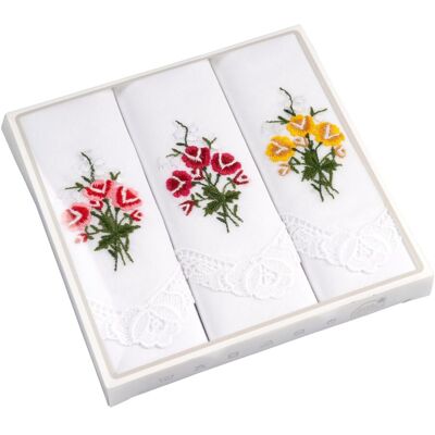 Stuco Spitzen-Taschentücher „Blumen“, 3 Stück mehrfarbig Stuco Spitzen-Taschentücher „Blumen“, 3 Stück mehrfarbig