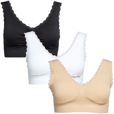 wedolina Spitzen-BH, 3 Stück mehrfarbig XL wedolina Spitzen-BH, 3 Stück mehrfarbig XL