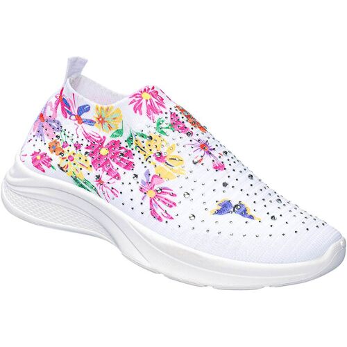 wonderwalk Damen-Flexi-Sneaker „Glitzerblüte“ weiss 39 Damen