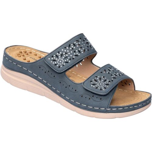 wonderwalk Massage-Klettpantolette „Michaela“ blau 39 Damen