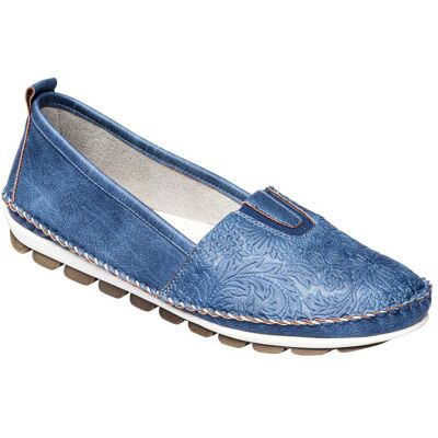 wonderwalk Stretch-Mokassin mit Leder „Sabine“ blau 37 Damen wonderwalk Stretch-Mokassin mit Leder „Sabine“ blau 37 Damen