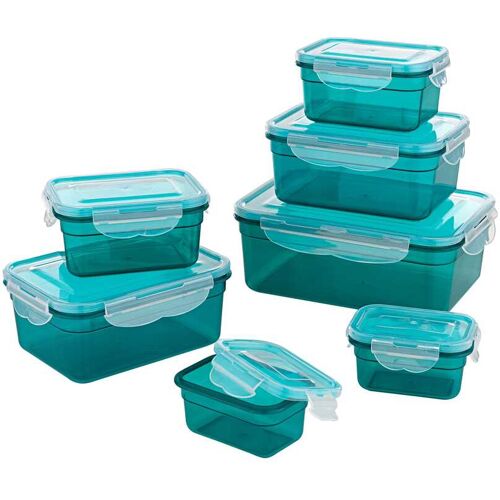 GOURMETmaxx Frischhaltedosen-Set "Klick-it", 14-teilig blau transparent