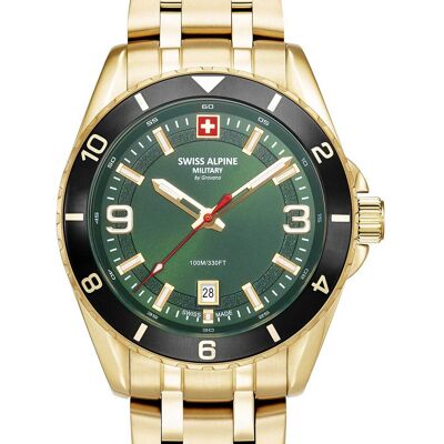 Swiss Alpine Military 7034.1118 Herrenuhr Sierra gold grün 42mm 10ATM Swiss Alpine Military 7034.1118 Herrenuhr Sierra gold grün 42mm 10ATM
