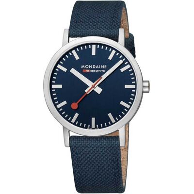 Mondaine A660.30360.40SBD Herrenuhr Classic SBB recyc. Textil 40mm 3ATM Mondaine A660.30360.40SBD Herrenuhr Classic SBB recyc. Textil 40mm 3ATM