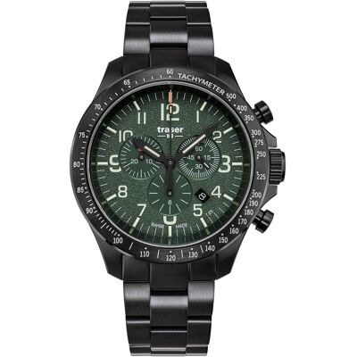 Traser H3 109464 P67 Officer Chronograph Green Steel Herrenuhr 46mm 10ATM Traser H3 109464 P67 Officer Chronograph Green Steel Herrenuhr 46mm 10ATM